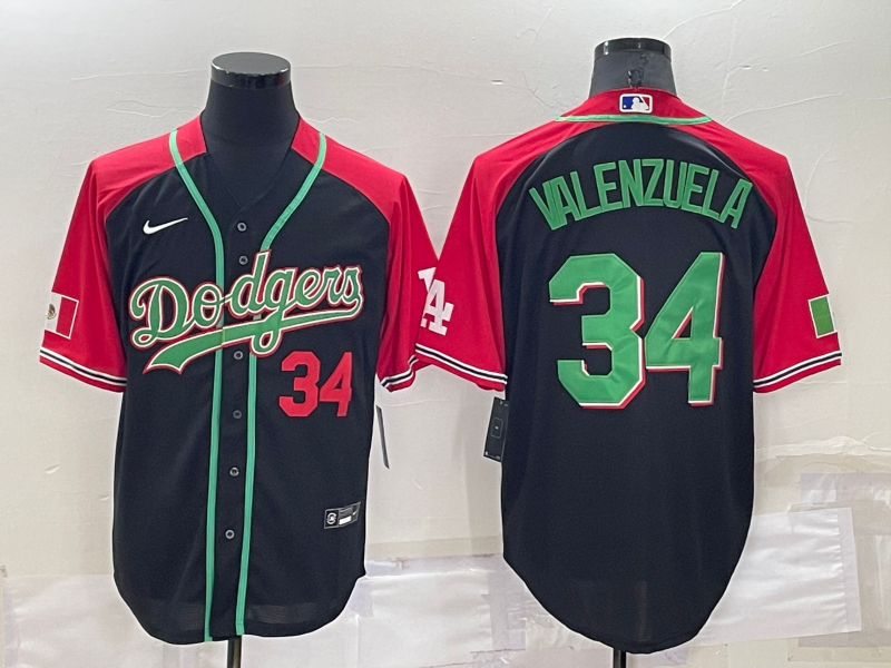 Men's Los Angeles Dodgers Fernando Valenzuela #34 Black Game Player Jersey1