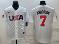 Men's 2023 World Baseball Classic #7 Tim Anderson USA White Jersey1