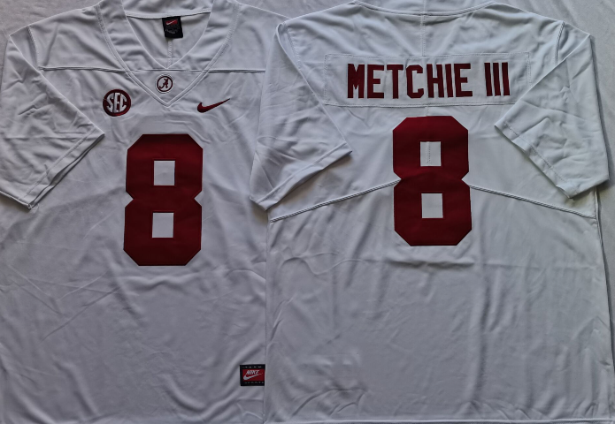 Men's Alabama Crimson Tide John Metchie III White Player Game Jersey