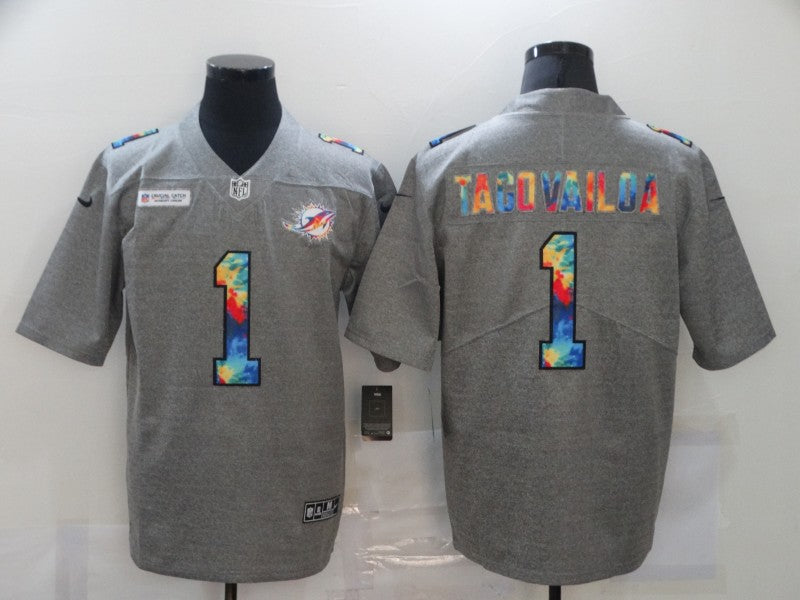 Men's Miami Dolphins Tua Tagovailoa #1 Gray Game Jersey1