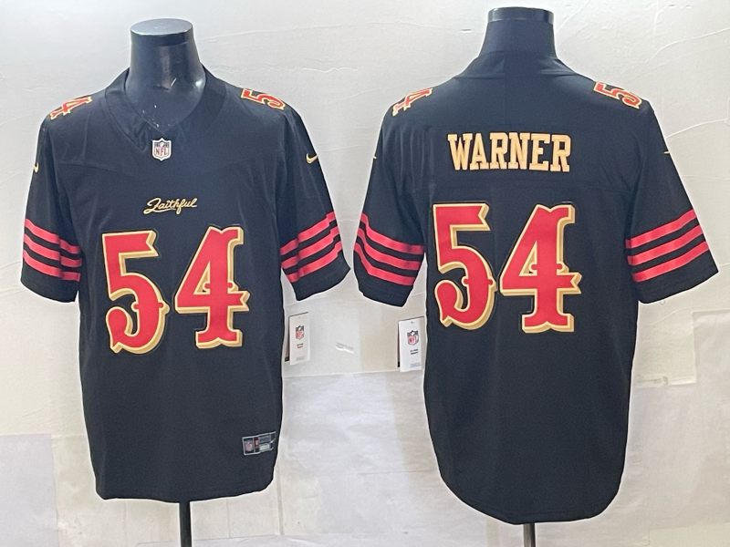 Men's San Francisco 49ers Fred Warner Black 2025 Rivalries Collection Game Jersey