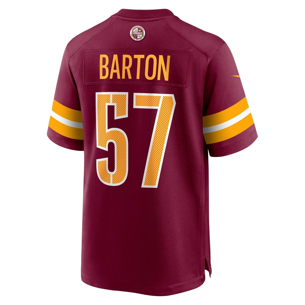 Cody Barton Washington Commanders  Game   Jersey - Burgundy