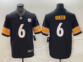 Men's Pittsburgh Steelers Patrick Queen #6 Black Game Jersey1