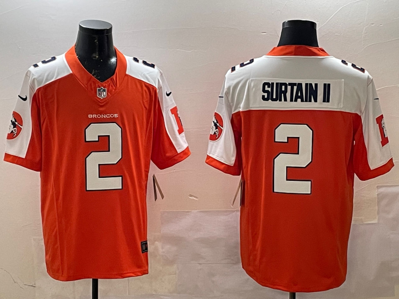Men's Denver Broncos Patrick Surtain II #2 Orange Player Game Jersey1