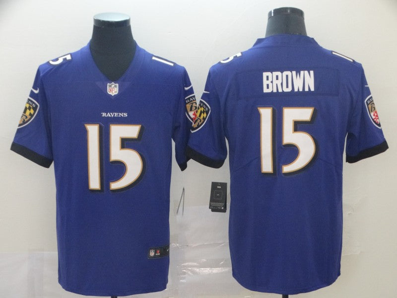 Men's Baltimore Ravens Marquise Brown #15 Purple Game Player Jersey1