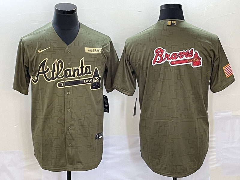 Men's Atlanta Braves Olive Salute To Service Limited Jersey1