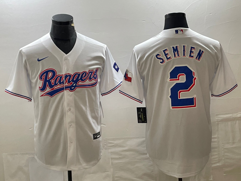Men's Texas Rangers Marcus Semien #2 White Home Authentic Player Jersey1
