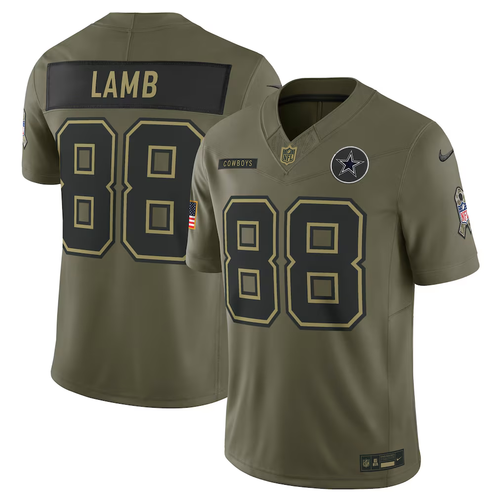 Men's Dallas Cowboys CeeDee Lamb  Olive 2025 Salute to Service Limited Jersey