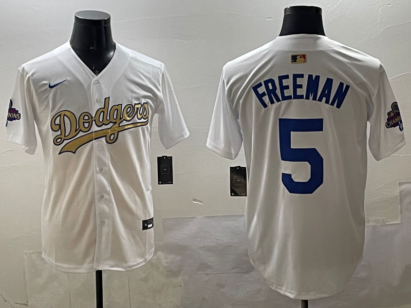 Men's Los Angeles Dodgers Freddie Freeman #5 White Alternate Game Jersey