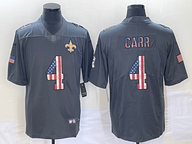 Men's New Orleans Saints #4 Derek Carr Black Game Jersey1