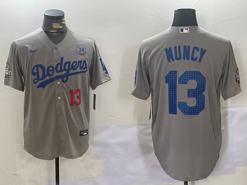 Men's Los Angeles Dodgers Max Muncy #13 Gray Game Player Jersey