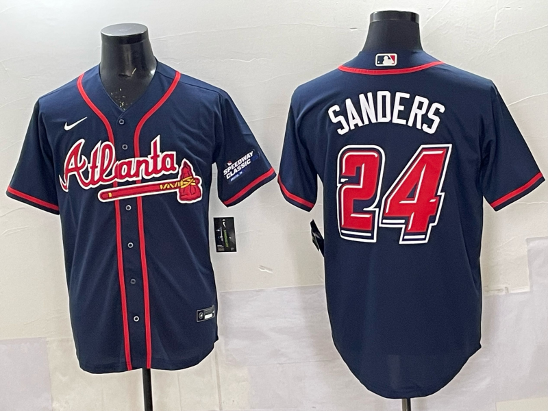 Men's Atlanta Braves Deion Sanders Navy 2025  Speedway Classic Alternate Limited Jersey