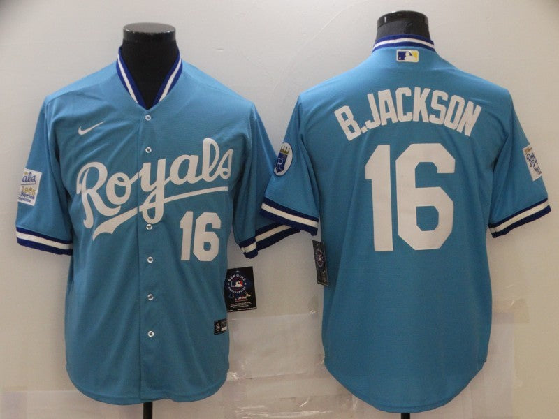 Men's Kansas City Royals Bo Jackson Blue Fashion Stitched Jersey