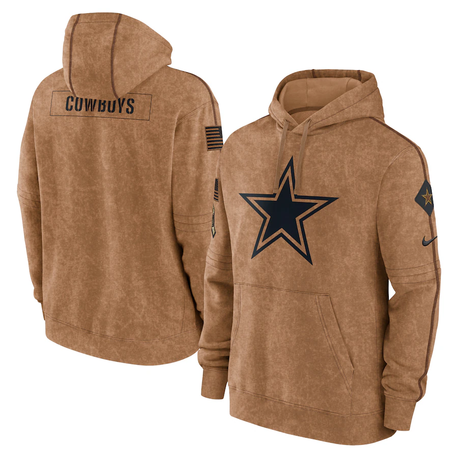 Men's Dallas Cowboys Brown 2023 Salute To Service Club Pullover Hoodie1
