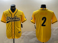 Men's Pittsburgh Steelers Justin Fields Yellow Game Player Jersey