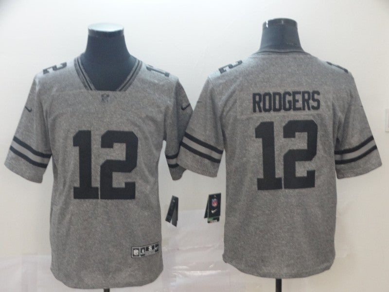 Men's Green Bay Packers Aaron Rodgers #12 Gray Alternate Game Jersey1