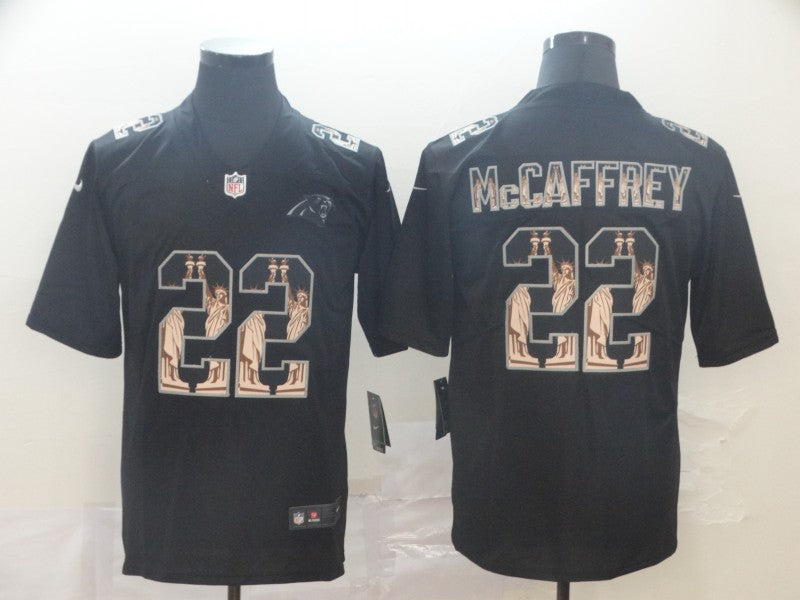 Men's Carolina Panthers #22 Christian McCaffrey Black Authentic Game Jersey1