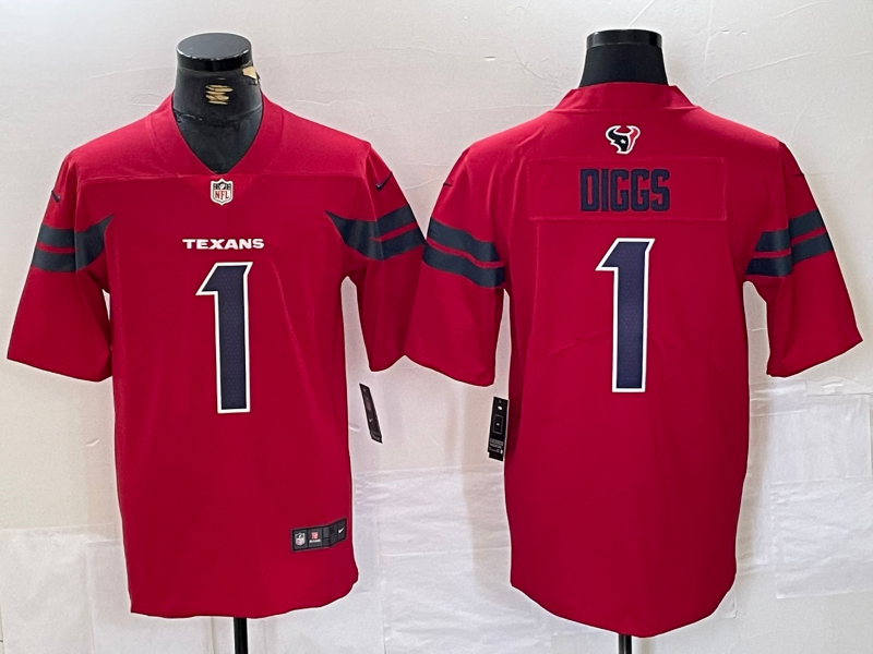 Men's Houston Texans Stefon Diggs #1 Red Alternate Game Jersey
