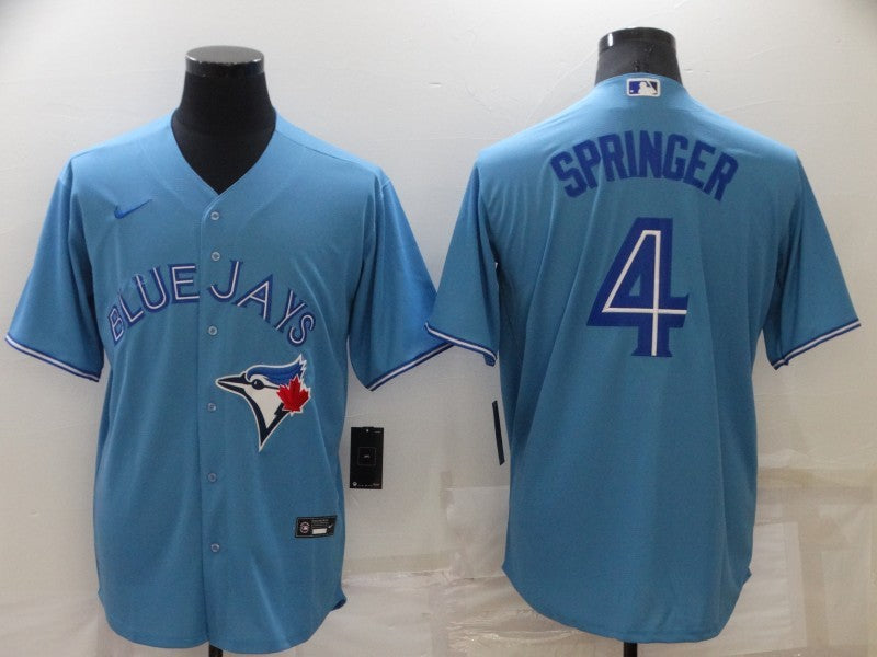Men's Toronto Blue Jays George Springer #4 Light Blue Replica Baseball Jersey1