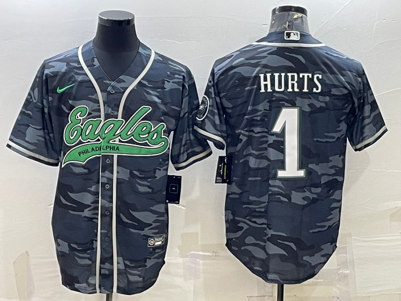 Men's Philadelphia Eagles Jalen Hurts Grey Camouflage Game Jersey Joint Edition