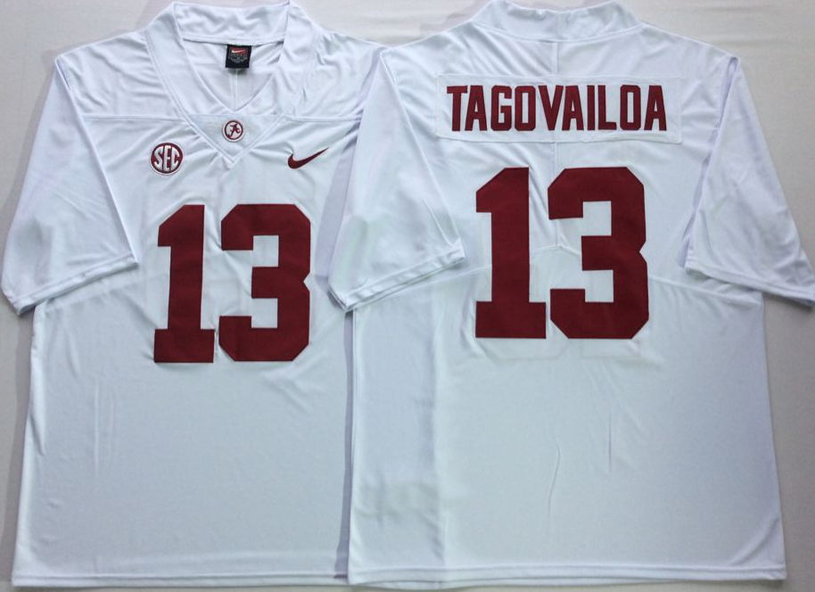 Men's Alabama Crimson Tide Tua Tagovailoa White Player Game Jersey