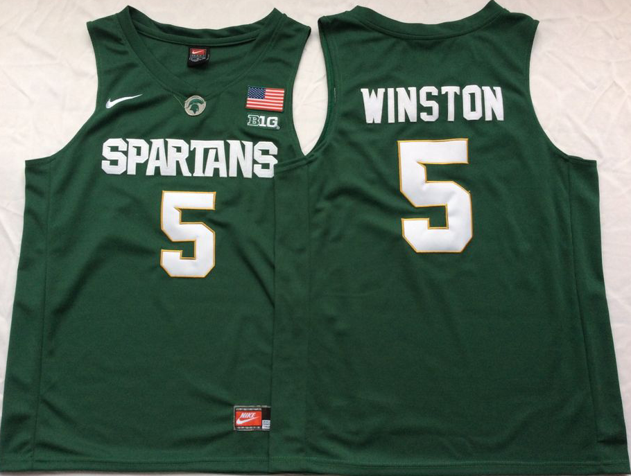 Men's Michigan State Spartans Cassius Winston Green Player Game Jersey