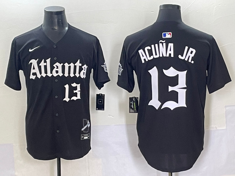 Men's Atlanta Braves Ronald Acuna Jr. #13 Black Limited Player Jersey