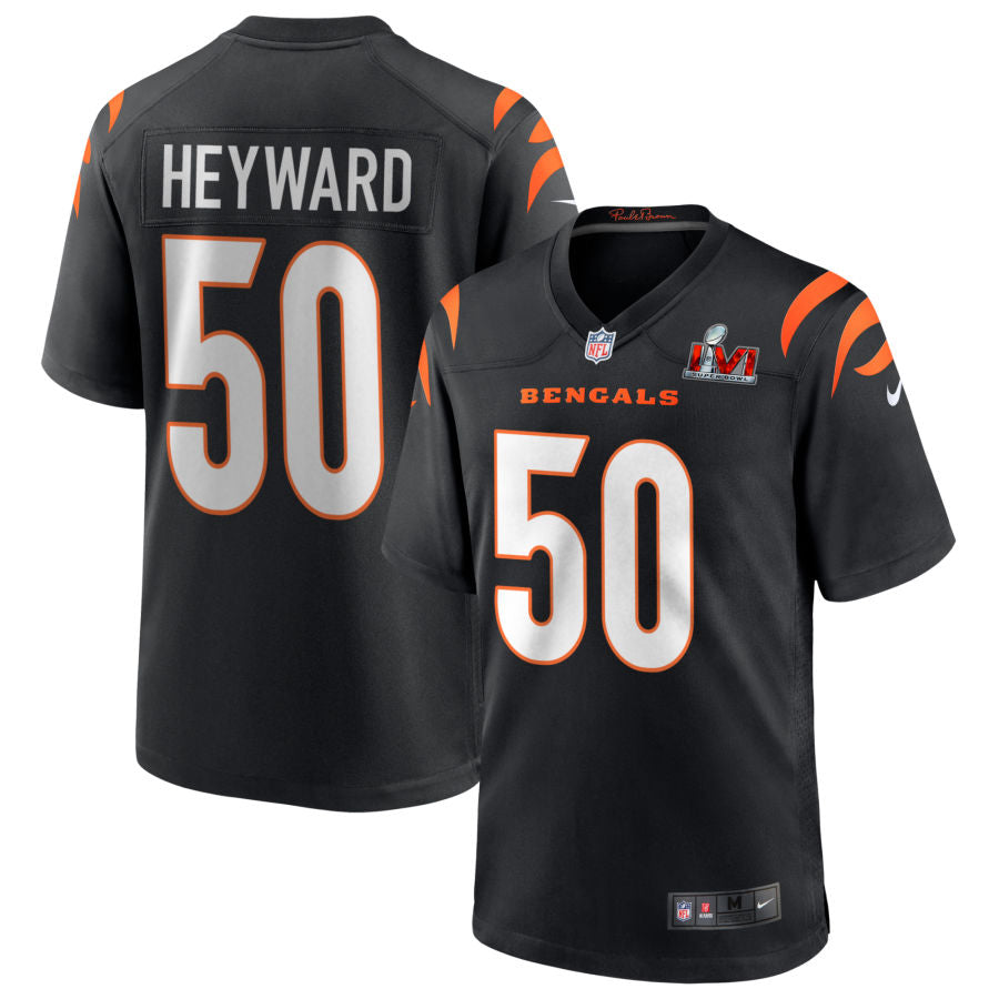 Shaka Heyward Cincinnati Bengals  Super Bowl LVI Game Jersey - Black