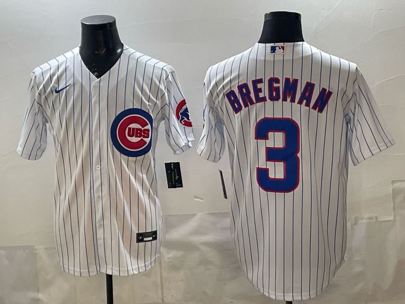 Men's Chicago Cubs Alex Bregman #3 White Home Replica Jersey