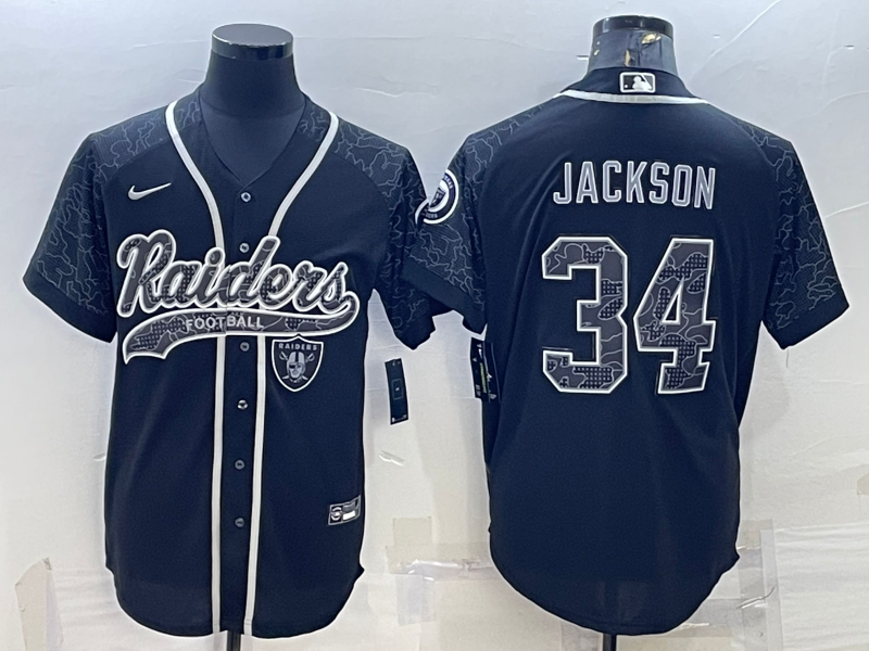 Men's Las Vegas Raiders Bo Jackson Black RFLCTV Limited Jersey Joint Edition