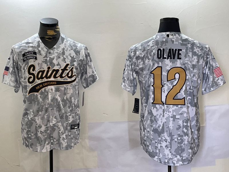 Men's New Orleans Saints Chris Olave Arctic Camo 2024 Salute to Service Player Jersey