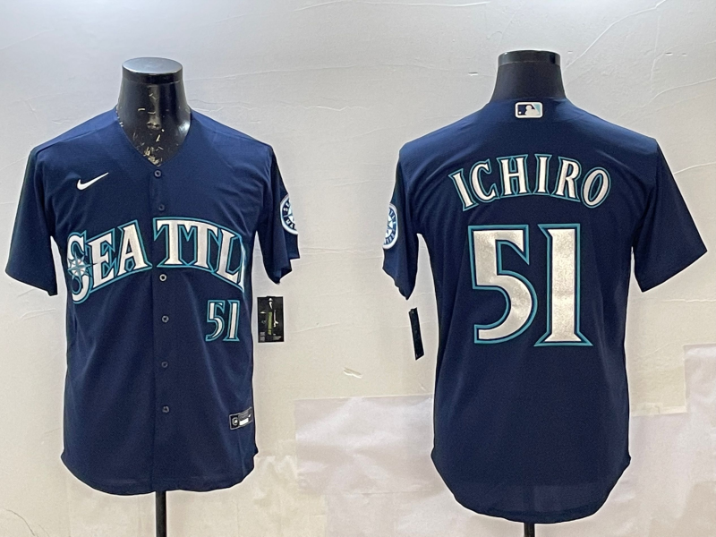 Men's Seattle Mariners Ichiro Suzuki Navy Replica Player Jersey