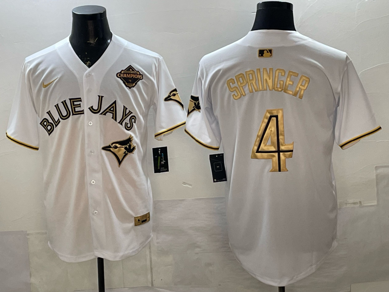 Men's Toronto Blue Jays George Springer #4 White Player Jersey