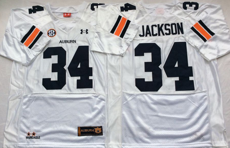 Men's Auburn Tigers Bo Jackson White Player Game Jersey