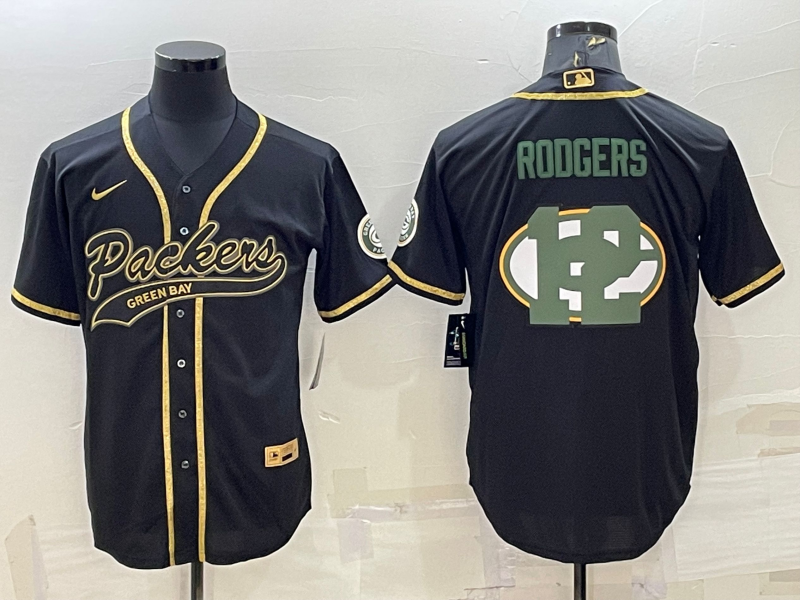Men's Green Bay Packers Aaron Rodgers Black Player Jersey Joint Edition