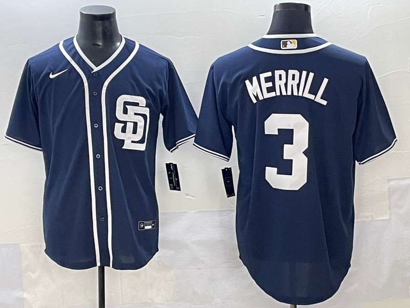 Men's San Diego Padres Jackson Merrill Navy Limited Player Jersey