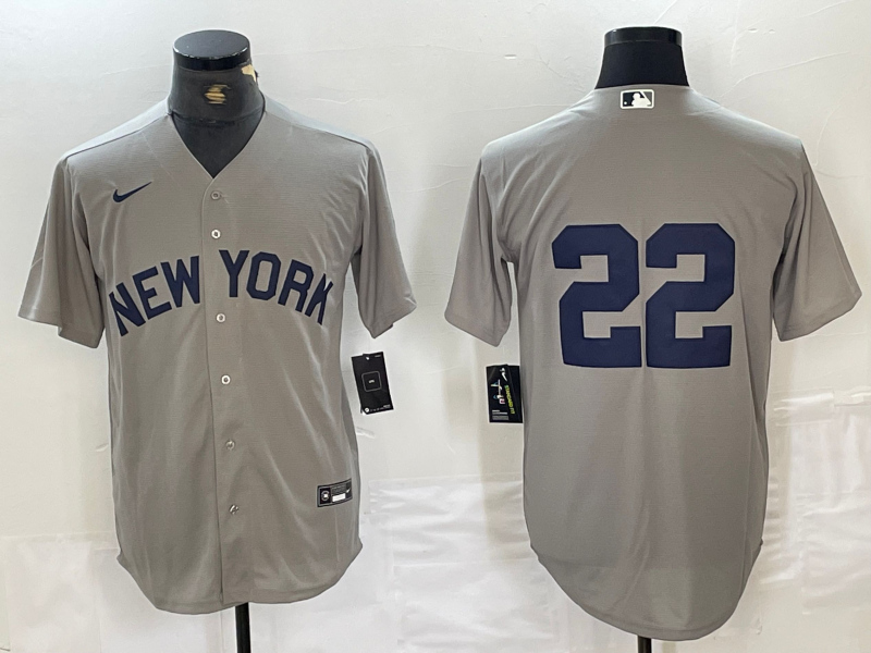 Men's New York Yankees Juan Soto #22 Gray Limited Game Name Jersey1