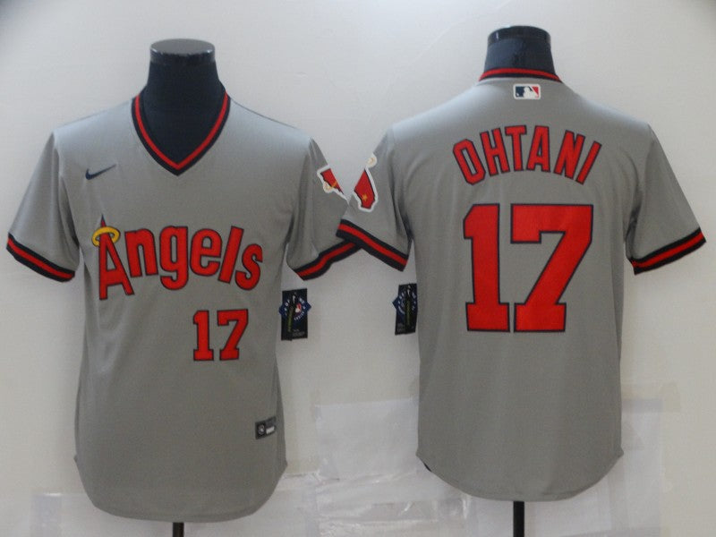 Men's Los Angeles Angels Shohei Ohtani #17  Gray Printed Baseball Jersey1