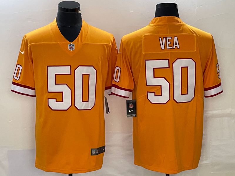 Men's Tampa Bay Buccaneers Vita Vea #50 Orange Throwback Game Jersey1