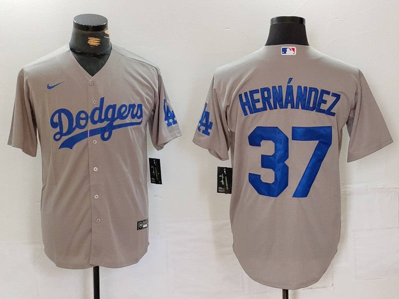 Men's Los Angeles Dodgers Teoscar Hernandez Gray Replica Player Jersey