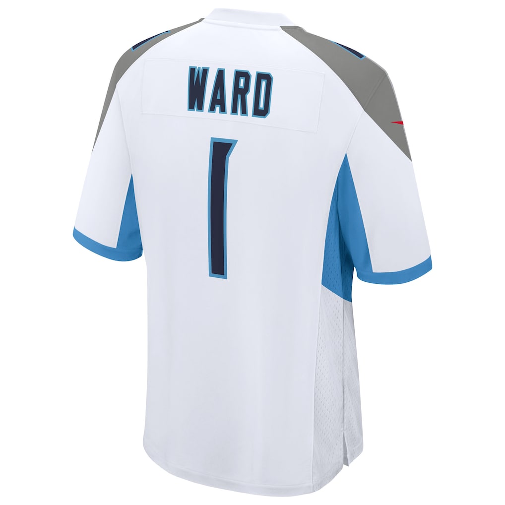 T.Titans #1 Cameron Ward White 2025  Draft First Round Pick Game Jersey