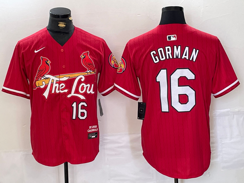 Men's St. Louis Cardinals Nolan Gorman Red 2024 City Connect Limited Player Jersey