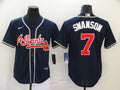 Men's Atlanta Braves Dansby Swanson #7 Navy Replica Player Jersey1