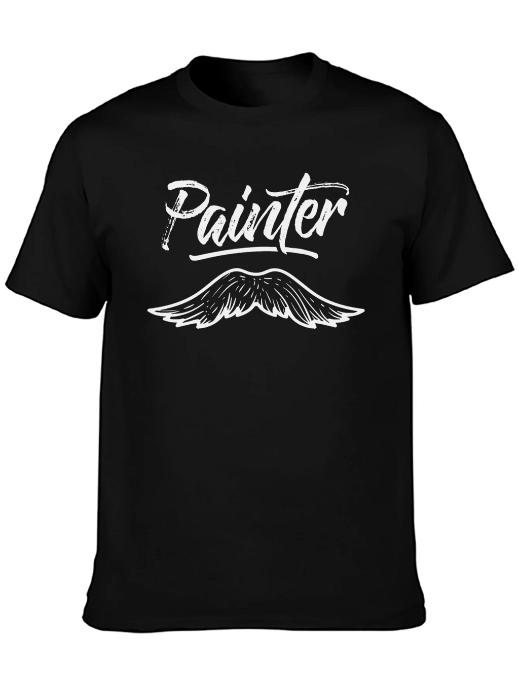Painter Mustache Graphic Tee - Black Cotton T-Shirt