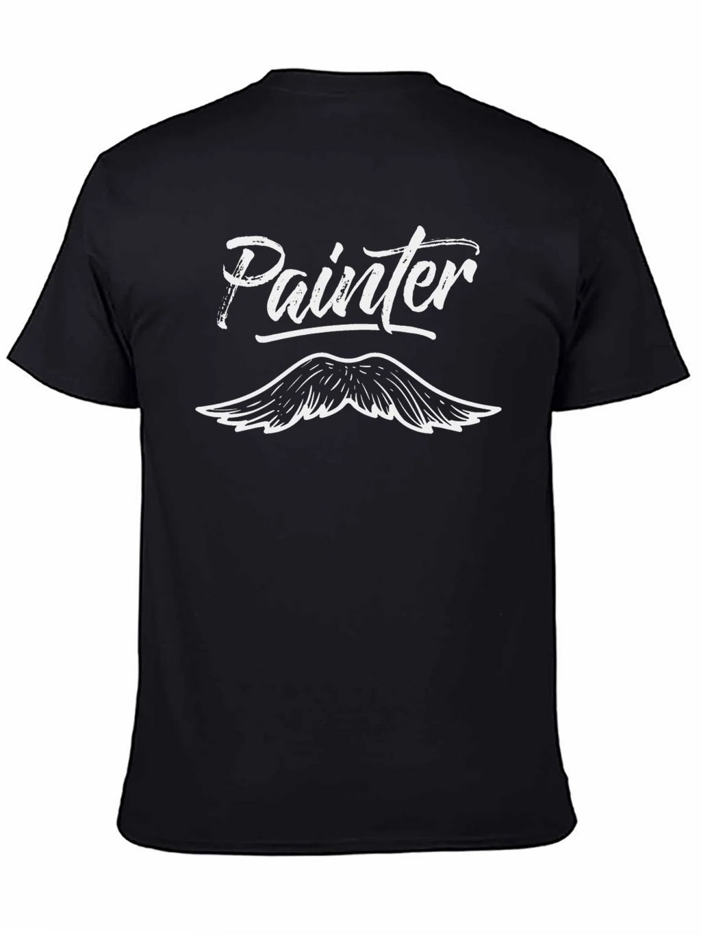 Painter Mustache Graphic Tee - Black Cotton T-Shirt