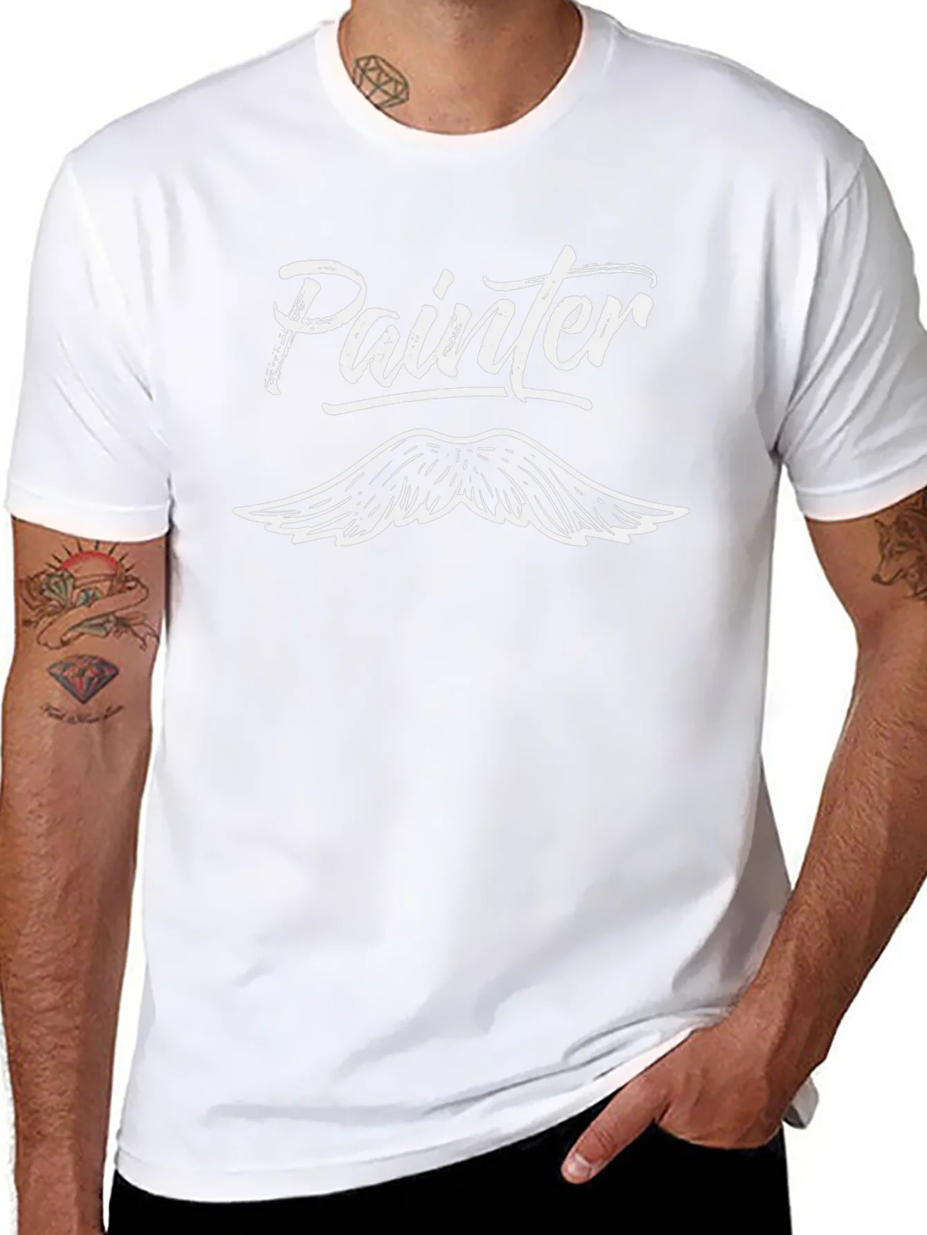Painter Mustache Graphic Tee - Black Cotton T-Shirt