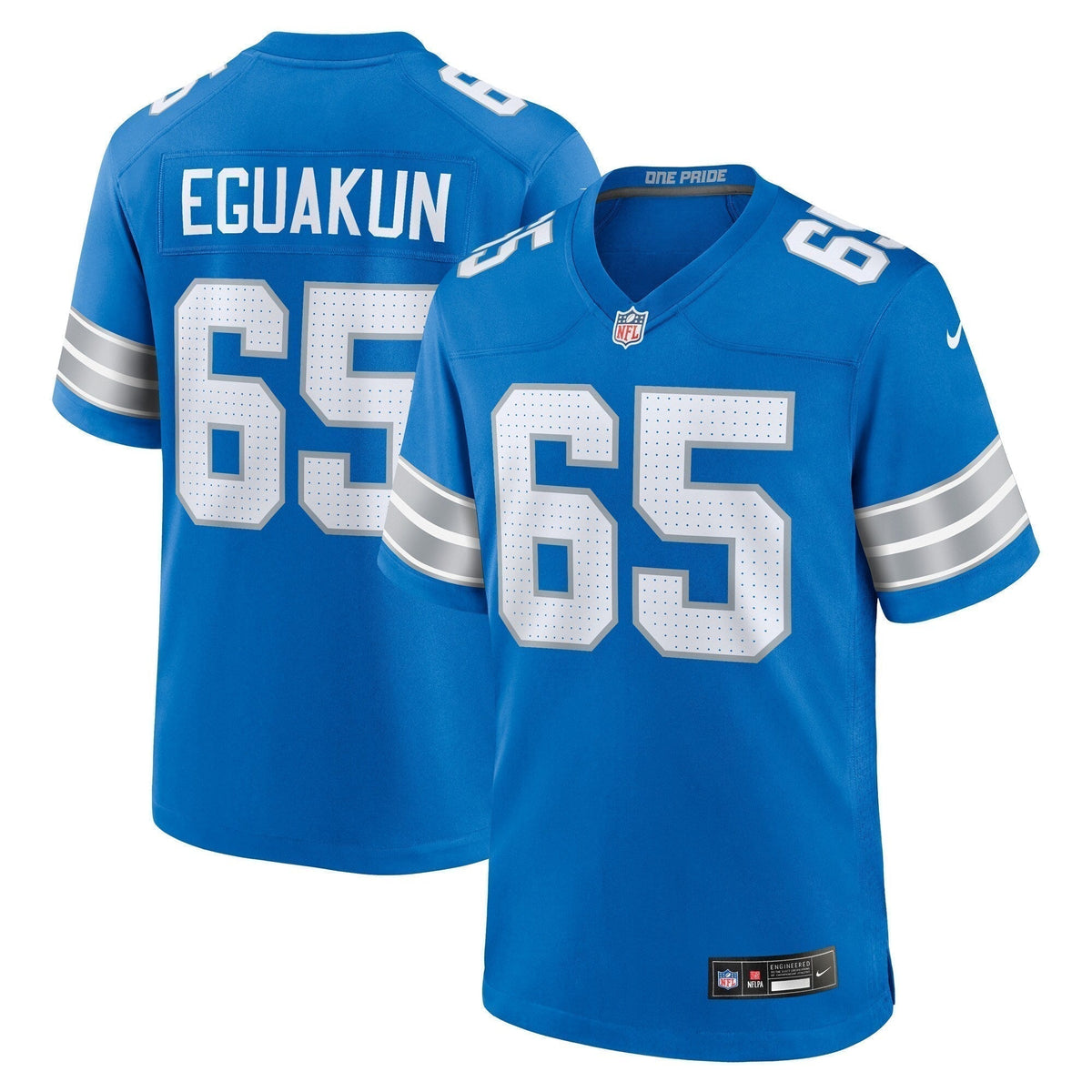 Kingsley Eguakun Detroit Lions  Game Jersey -  Blue