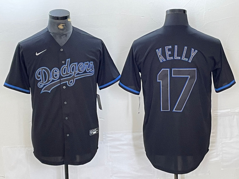 Men's Los Angeles Dodgers Joe Kelly #17 Black Game Player Jersey1