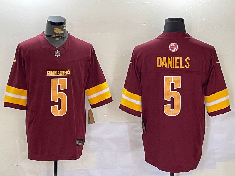 Men's Washington Commanders Jayden Daniels #5 Burgundy Player Jersey1