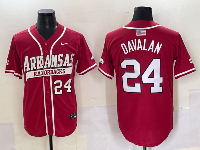 Men's Arkansas Razorbacks Charles Davalan Red Replica Player Jersey